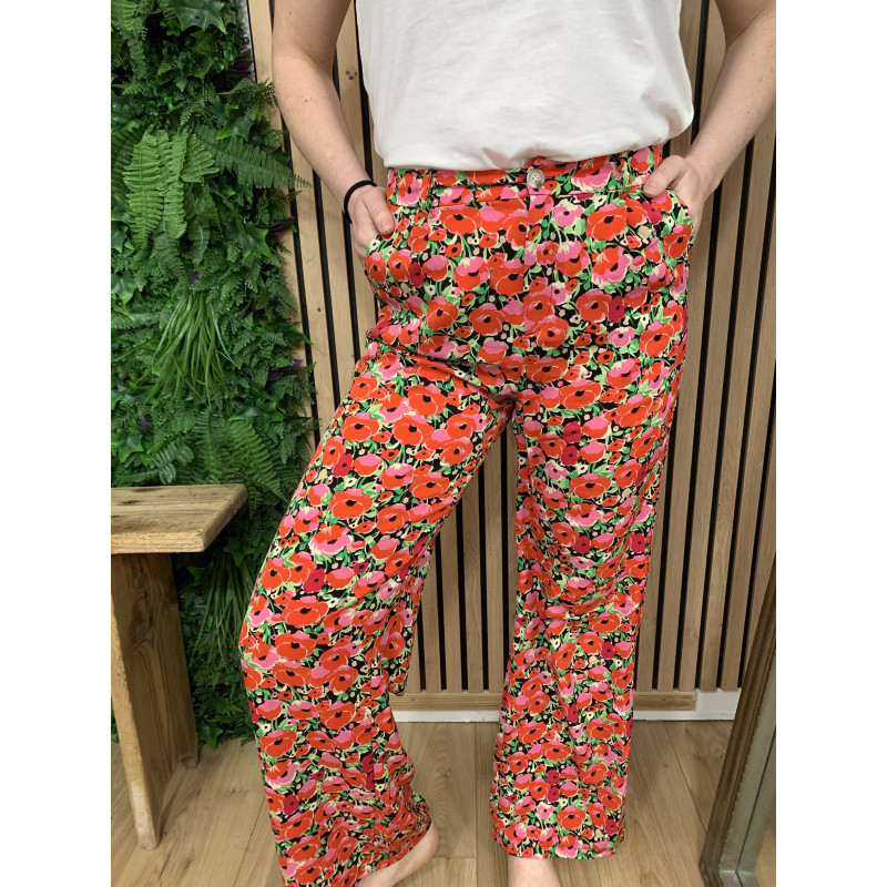 Pantalon flora fushia