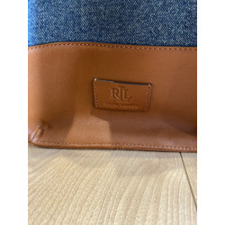 sac cabas jean bleu et cuir camel